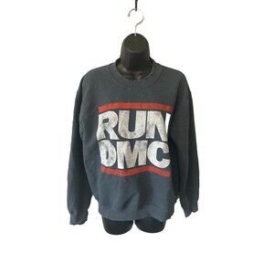 Junk Food Run DMC Distressed Sweatshirt  Spell Out Size Small Blue